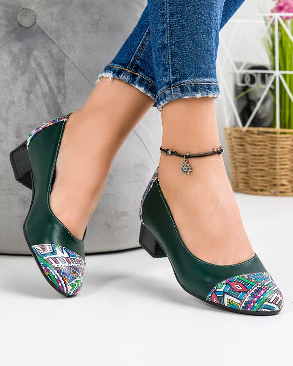 Pantofi Casual Piele Naturala Verzi IN236