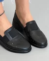 Pantofi Cu Elastic Perforatii Si Motive Florale Casual Dama Din Piele Naturala Negri AKA02 5
