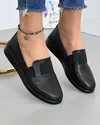 Pantofi Cu Elastic Perforatii Si Motive Florale Casual Dama Din Piele Naturala Negri AKA02 2