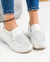 Pantofi Dama Piele Naturala Albi Casual Cu Elastic Perforati XH-3006 4