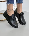 Pantofi De Dama Casual Piele Naturala Negri Cu Siret Elastic AKD05 1