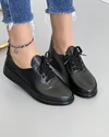 Pantofi De Dama Casual Piele Naturala Negri Cu Siret Elastic AKD05 4