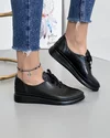 Pantofi De Dama Casual Piele Naturala Negri Cu Siret Elastic AKD05 2