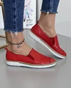 Pantofi De Dama Piele Naturala Casual Rosii Cu Elastic AKSK9990 4