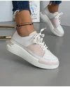 Pantofi Din Piele Naturala Albi Cu Roz Casual AW369 2