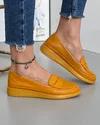 Pantofi Din Piele Naturala Galbeni Perforati Casual De Dama AK1100 1