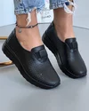 Pantofi Negri Casual Dama Perforati Din Piele Naturala XH-3011 1