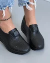 Pantofi Negri Casual Dama Perforati Din Piele Naturala XH-3011