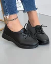 Pantofi Negri Casual Perforati Cu Siret Din Piele Naturala XH-3401 1