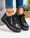 Pantofi Negri Cu Insertie Textila Piele Naturala Casual AW357 3