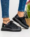 Pantofi Negri Cu Insertie Textila Piele Naturala Casual AW357 1