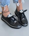 Pantofi Negri Cu Pewter Piele Naturala Casual AW361