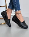 Pantofi Negri Din Piele Naturala Casual AW380 5