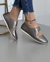 Pantofi Pewter Cu Siret Si Perforatii Florale Piele Naturala Casual AK300 5