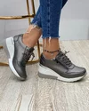 Pantofi Piele Naturala Agnes - Argintiu Inchis 1
