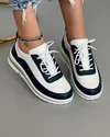 Pantofi Piele Naturala Alb cu Bleumarin Marta 3