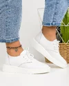 Pantofi Piele Naturala Albi Casual AW366 1