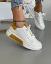 Pantofi Piele Naturala Albi cu Mustar Carolina 3