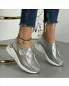 Pantofi Piele Naturala Amy - Argintii