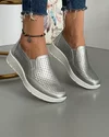Pantofi Piele Naturala Anabel - Argintii