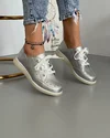Pantofi Piele Naturala Anetta - Argintii 1