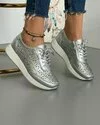 Pantofi Piele Naturala Aura Argintii 3