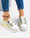 Pantofi Piele Naturala AW201 Albi cu Galben 3