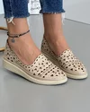 Pantofi Piele Naturala Bej Cu Perforatii Casual Dama AKB01 5