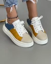 Pantofi Piele Naturala Camelia Galbeni + Albastru 3