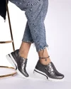 Pantofi Piele Naturala Casual Cu Barete Scai Pewter XH-2527 3
