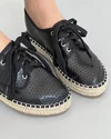 Pantofi Piele Naturala Casual Perforati Cu Talpa Cusuta Negri T01104 4