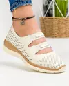 Pantofi Piele Naturala Cu Bareta Elastica Bej Casual XH-2067 1