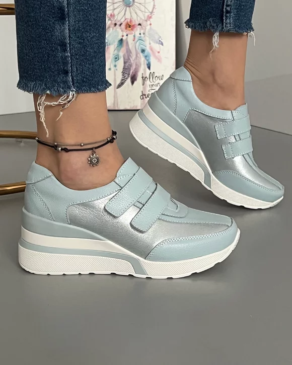 Pantofi Piele Naturala Cu Piele Intoarsa Inchidere Cu Barete Casual Albastri XH-2527