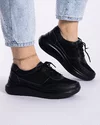Pantofi Piele Naturala Cu Piele Intoarsa Negri Casual Inchidere Cu Siret XH-2706 2