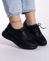 Pantofi Piele Naturala Cu Piele Intoarsa Negri Casual Inchidere Cu Siret XH-2706 1