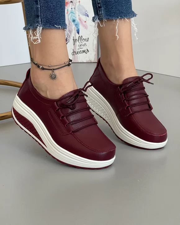 Pantofi Piele Naturala Demi - bordo