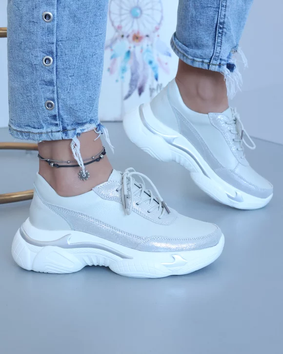 Pantofi Piele Naturala Dora - Gri
