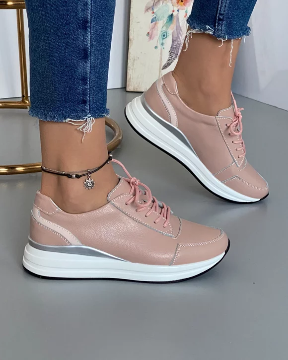 Pantofi Piele Naturala Eden - Roz