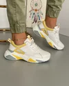 Pantofi Piele Naturala Eva - Alb + Galben 1