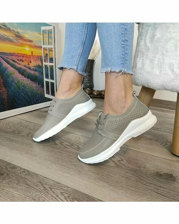Pantofi Piele Naturala Irina Gri