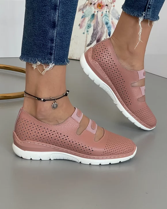 Pantofi Piele Naturala Jodi - Roz