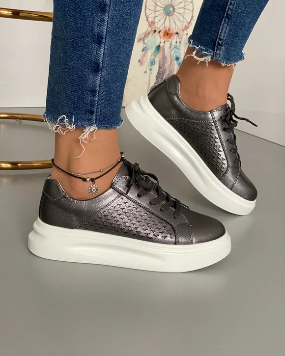 Pantofi Piele Naturala Juno - Pewter