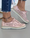 Pantofi Roz Pudra Cu Siret Si Talpa Cusuta Casual Piele Naturala AKE04 3