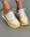 Pantofi Sport Albi cu Galben Din Piele Naturala AW199 3