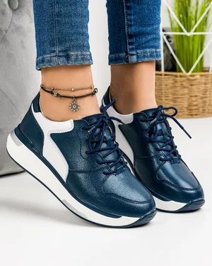 Pantofi Sport Piele Naturala Bleumarin AW199