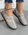 Sandale Dama Gri Perforate Piele Naturala JY3083 3