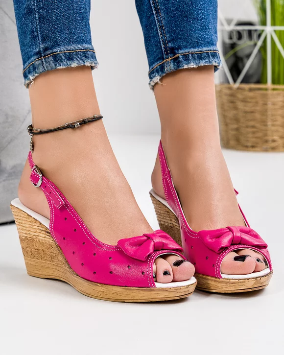 Sandale Dama Piele Naturala Fucsia IN175