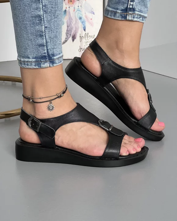 Sandale Negre Piele Naturala EPN615
