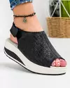 Sandale Piele Naturala Negre Cu Model Floral Si Scai PL-035 3