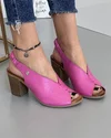 Sandale Roz Fucsia Piele Naturala Cu Toc Si Bareta Elastica La Spate AK700 1